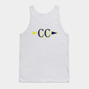 Cross Country CC logo with arrow in blue and gold Tank Top